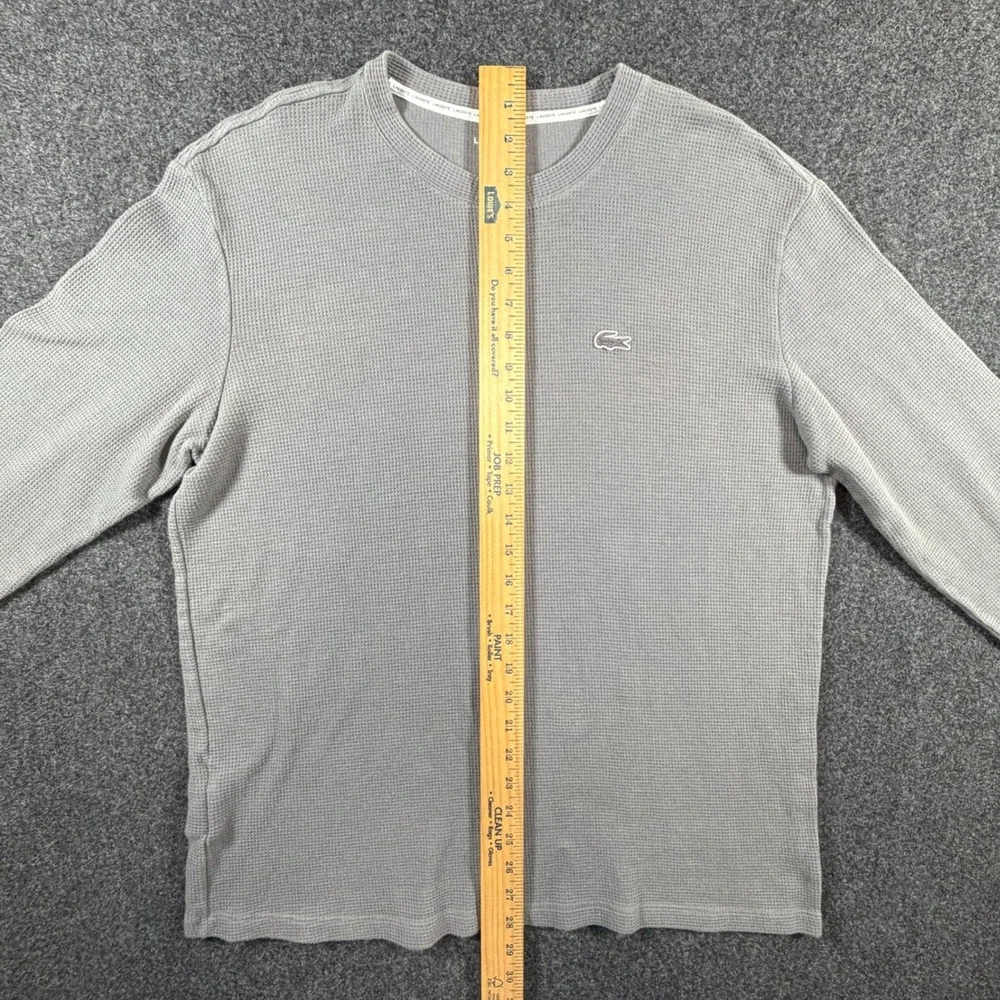 Lacoste‎ Mens XL Gray Waffle Knit Thermal Long Sleeve Sleepwear Top Logo